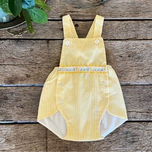 Vintage Yellow Striped Baby Overalls 6 months